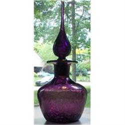 Rare Dark Amethyst Crackle Glass Decanter #974000