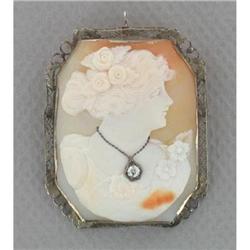 Exquisite Shell Cameo 14K White Gold w/ Single #974002