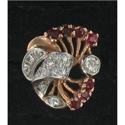 Art Deco 14K Rose Gold Ruby Diamond Ring #974005