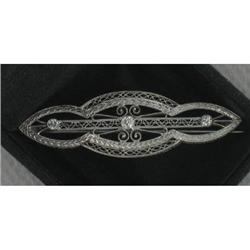 Victorian like BAR PIN - 14K White Gold & #974006