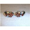 Image 1 : Estate 14K WG Gold Garnet Floral Heart Earrings #974145