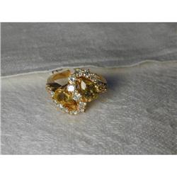 Estate 18K YG Diamond Yellow Aquamarine Ring #974210