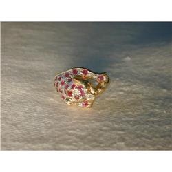 Estate 14K YG Gold Ruby Diamond Panther Ring #974213