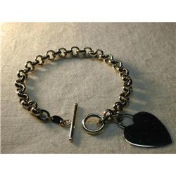 Beautiful Estate 14K WG Gold Tag Heart Bracelet #974293