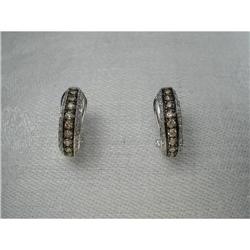 Estate 14K WG Gold Champagne Diamond Earrings #974326