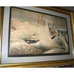 1876 Historical Ship Wreck Painting Michigan #974360