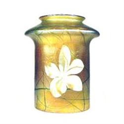Antique Quezell Shade Signed Iridescent Flowers #974387