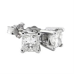 1.0 CARAT DIAMOND STUD EARRINGS PRINCESS CUT #974700