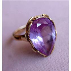 Pear Shaped Deco Amethyst 14kt Gold Ring 14k #974764