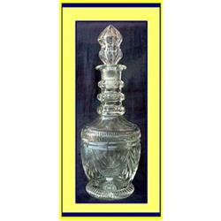 C1850 CUT GLASS ENGRAVED DECANTER - MINT #974770