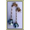 Image 1 : DROP EARRINGS 14K GOLD GREY NATURAL SEA PEARL #974772