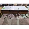 Image 2 : 3 SINGLE DRAWER SIDE TABLES (VISIBLE DAMAGE) APPROX. W 20.5" L 14" H 22.5"