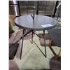 Image 2 : SIDE TABLE APPROX. 19.5" CIRCUMFERENCE H 24"  & FOLDING STOOL VISIBLE DAMAGE