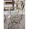 Image 2 : 2 GLASS TOP METAL FRAMED SIDE TABLES
