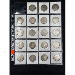 SHEET OF 19 US SILVER HALF DOLLARS