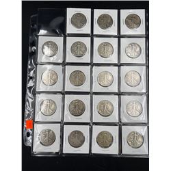 SHEET OF 19 US SILVER HALF DOLLARS