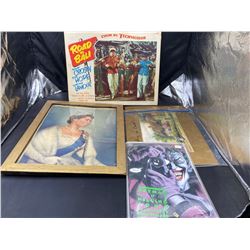 LOT OF COLLECTABLE PRINT, PAINTING AND COMIC