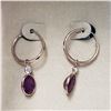 Image 1 : 10K ROSE GOLD RUBIES (2.9CT) & SAPPHIRE (0.25CT) EARRINGS