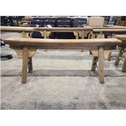 RUSTIC WOODEN BENCH (APPROX. H 20.5" W 6.5" L 53")