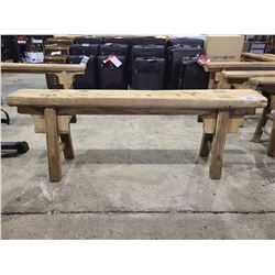 RUSTIC WOODEN BENCH (APPROX. H 20.5" W 6.5" L 53")