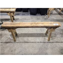 RUSTIC WOODEN BENCH (APPROX. H 20.5" W 6.5" L 53")