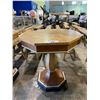 Image 2 : SINGLE DRAWER BIRDS EYE MAPLE OCTAGON PARLOUR TABLE (APPROX. H 28.5" W 26")