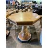 Image 2 : SINGLE DRAWER BIRDS EYE MAPLE OCTAGON PARLOUR TABLE (APPROX. H 28.5" W 26")