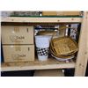 Image 8 : SHELF OF ASSORTED DISHWARE & BASKETS