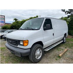 2007 FORD E250 SUPERDUTY, VAN, WHITE, GAS, AUTOMATIC, VIN#1FTNE24W67DB05209, 143,867KMS,