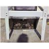 Image 2 : WOODWORKING TABLE, CABINET OF HARDWARE, & PRECISION PET PRODUCTS DOG CRATES