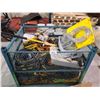 Image 2 : METAL CRATE WITH ASSORTED EXTENSION CORDS & MORE