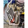 Image 1 : BIN OF CANISTERSM 5 GALLON AIR TANK, & STEP LADDER