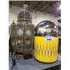 Image 2 : PLANTER, DECORATIVE MIRRORED SPHERE, & LIGHT FIXTURE