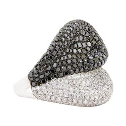 4.11 ctw Black and White Diamond Ring - 18KT White Gold