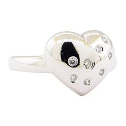 0.20 ctw Diamond Heart Shaped Ring - 14KT White Gold