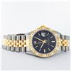 Image 4 : Rolex Mens 2 Tone 14K Black Index Pyramid Diamond Bezel Datejust Wristwatch