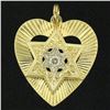 Image 2 : 14K Two Tone Gold Heart Star of David .22 ctw Old Mine Cut Diamond Pendant
