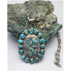 Turquoise Necklace With Handmade Chain