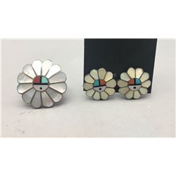 Zuni Inlay Ring and Earrings