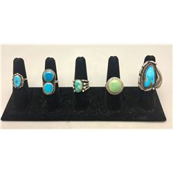 Five Vintage Turquoise Rings