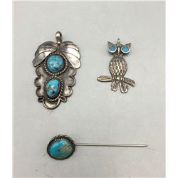 Two Vintage Pendants and Stick Pin
