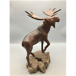 Hand Carved Ironwood Moose Statue