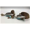 Image 3 : Sterling Silver Turquoise Inlay Spurs with Beaded Straps