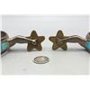 Image 8 : Sterling Silver Turquoise Inlay Spurs with Beaded Straps
