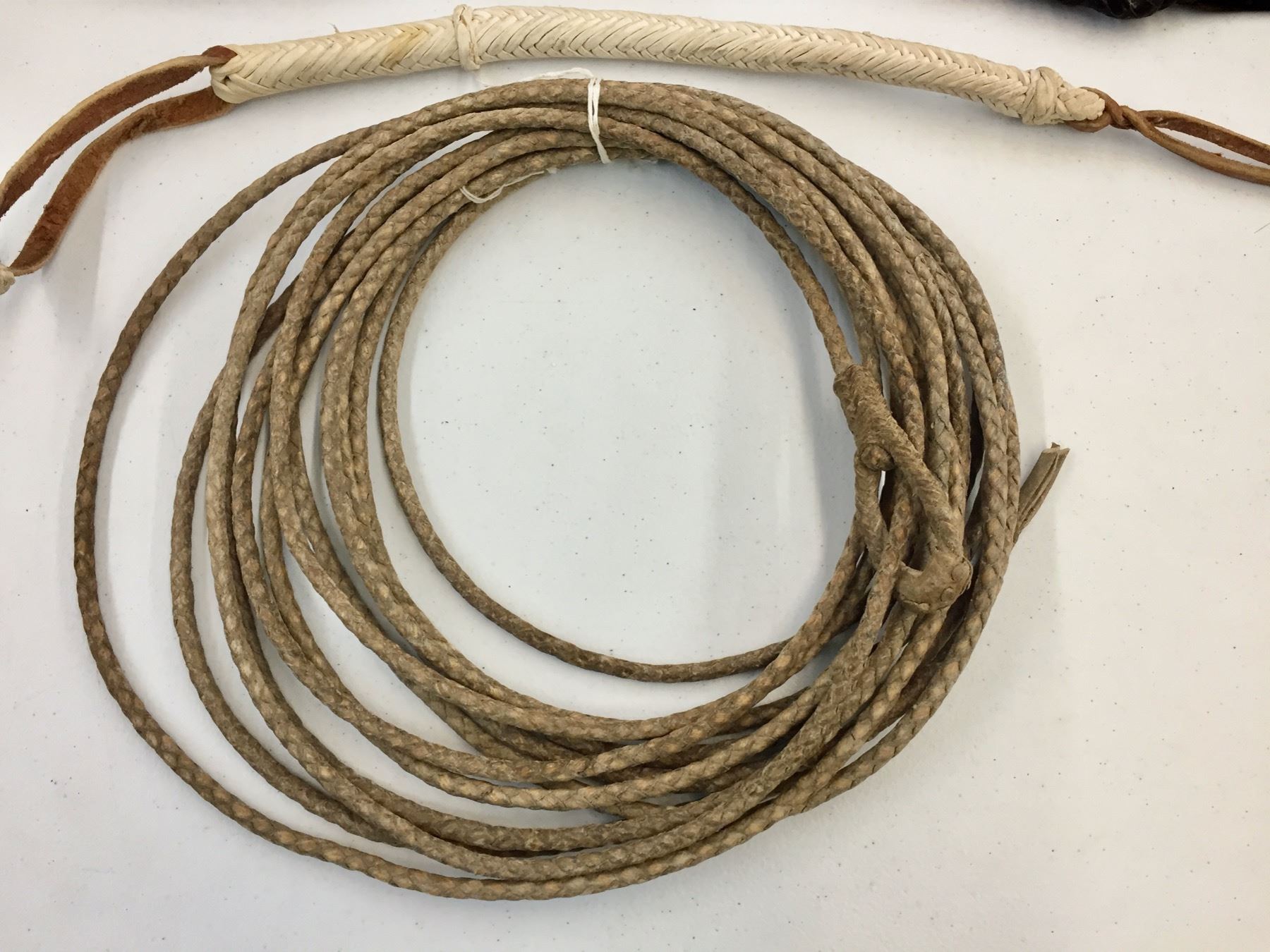 Rawhide Riata and 3 Hand Braided Quirts