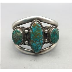 Vintage Three Stone Bracelet with Nice Turquoise