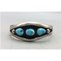 Three Stone and Sterling Silver Turquoise Bracelet
