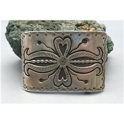 Hefty Sterling Silver Overlay Belt Buckle
