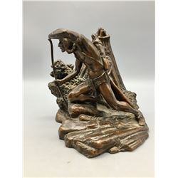 Vintage Native American Statue - Bookend