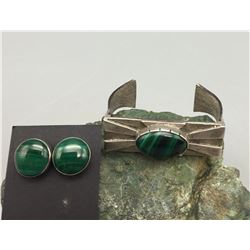 Unique Malachite Bracelet and Earrings